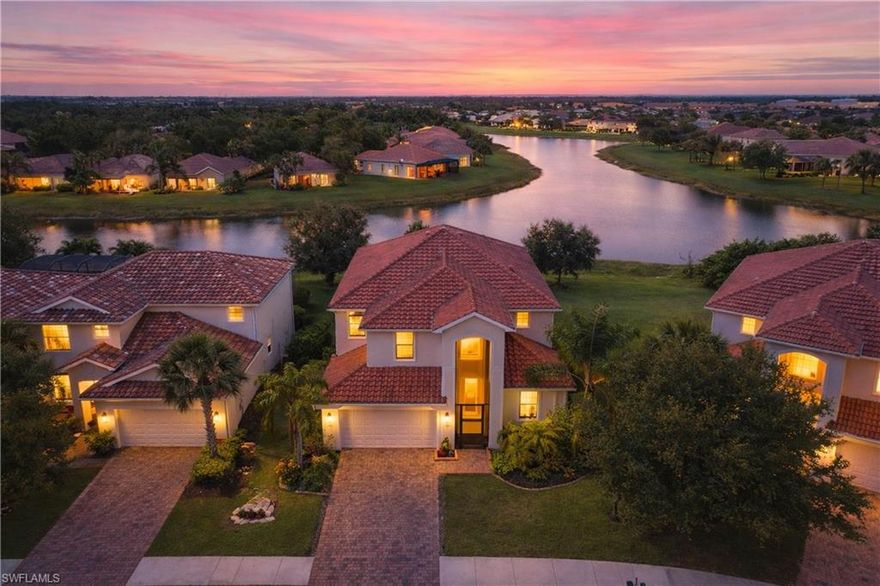 This 5 Bedroom 3 Bathroom 2 Story Pool Home sits on .26 acres and has a long western lakeview of one of Orange Blossom Ranches Lakes.  Enjoy this view while overlooking the beautiful electric heated pool from the kitchen or living room.  This Monte Carlo Model offers 4 Bedrooms upstairs and 1 bedroom downstairs.  The primary suite offers dual vanities, two walk-in closets, and a separate tub and shower.  There is a large versatile loft which could be used as an extra living room, game room or movie room.  There is one bedroom and an additional bathroom downstairs. 

The kitchen is an open concept with stainless steel appliances, granite counters, backsplash and as mentioned previously a great view of the lake and pool.  There is a breakfast nook for enjoying your morning coffee.  The kitchen and lower level have beautiful tile flooring while much of the upstairs of the home has been upgraded to attractive vinyl plank.  

There is a formal dining room adjacent to a nice family room for even more space should you have a huge gathering.

The garage has a 3-car tandem garage with storage racks hung from the ceiling for additional storage.  The front entryway to the home has been screened to allow for nice airflow through the home during the cooler months. The amenities for this community are fantastic such as 2 resort style pools and spas, basketball, tennis, and volleyball, bocce, playgrounds, splash pad, clubhouse fitness center with kids play area and full catering kitchen and bar.