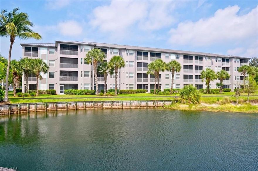 Condo, elevator, unfurnished, extra storage, 2 bed rooms, 2 baths with den (media room-study), kitchen, living/dining room, lanai. Central air conditioning (AC) system (14 SEER), newly painted, all tiled floors. Community Pool/Hot Tub, Club House, Meeting Rooms, Fitness Center, Bike/Jogging/Walking path around the lake. Photos (day and night), Video, and Panoramas are available to reflect the unit and property.