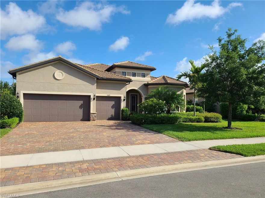 MOVE INTO CORKSCREW SHORES AND THE PERFECT PULTE PINNACLE!!  This HOME SHOWS LIKE A MODEL, 3 bedrooms, den, 3 baths and a 3 car garage and is located on a quiet street.  Enjoy your large custom saltwater pool, water features and hot tub.  Plantation shutters and zero corner sliders.Stunning 15k upgraded porcelain tile floors.  Many additional features: floor to ceiling living room wall tile around the entertainment area, tray ceilings, crown moldings, quartz counters through out, under counter kitchen cabinet lighting and a total of 5 ceiling fans.  Beautiful glass entry door with wall tile.  Reverse osmossis kitchen water system and walk in pantry.  Spacious eat in kitchen with 42" cabinets and large formal dining.  Big lanai, perfect for entertaining with stainless steel out door kitchen and motorized hurricane shutters!  Corkscrew shores offers amenities galore, biking, walking, tennis, pickle ballswimming etc., something for everyone.  This gated community's low HOA's and NO CDD.  Don't wait, this one won' last long!