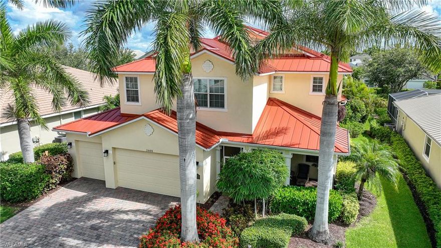 SOMETIMES A HOME comes on the market whose FLOOR PLAN is SO VERSATILE, it offers many solutions to today's housing challenges.  In the heart of CAPE CORAL, FL lies the 524 acre TROPICAL COMMUNITY of SANDOVAL.  FAMILY & PET FRIENDLY, the lushly landscaped, vibrant community is home to this magnificent 5 BED, 4-1/2 BATH, 3 CAR GARAGE, HEATED SALT WATER POOL/SPA, w/FENCED BACKYARD HOME. (see attached floorplan)  The main floor offers not only a PRIVATE BEDROOM & PRIVATE ENSUITE BATH, it also has FLEX SPACE to accommodate a WORK FROM HOME family requiring space for TWO HOME OFFICES.   Secluded away from the heart of the home are 4 spacious bedrooms and 3 full baths on the second level, featuring 2 MASTER SUITES. W/PRIVATE BATHS.  This floorplan adapts to all types of family situations:  from a LARGE FAMILY to a MULTI-GENERATIONAL FAMILY.   Built in 2013 as an ESTATE HOME in Sandoval, it features a NEW METAL ROOF (warranty transferrable to new owner), FRESH EXTERIOR PAINT, A TANKLESS HOT WATER SYSTEM (for an endless supply of hot water), 2-ZONE AIR CONDITIONING SYSTEM & SUSPENDED STORAGE RACKS in the TRIPLE CAR GARAGE.  The ENTERTAINMENT SIZE LANAI, boasts a TRAVERTINE PAVER pool deck & sun bathing shelf and a heated SPA perfect for hosting relaxed family meals as well as large social gatherings.
SANDOVAL is a well-established, resort-style community offering a quality of life that rivals even the most secluded of tropical islands. With a total of approximately 1,500 homes, this tight-knit GATED COMMUNITY provides privacy, peace and enjoyment with pristine landscaping, elite properties and resort-style amenities--all with a VERY AFFORDABLE QUARTERLY HOA FEE and a FLOOD POLICY thru FEMA which the buyer may assume.  Known for its meandering, two-mile STROLLING SANDOVAL BOULEVARD ESPLANADE & CALYPSO PARK residents & pets (2 dog parks) enjoy a full array of clubs, activities and events from sports to leisure. With a FULL-TIME ACTIVITY/SOCIAL DIRECTOR on site, events at Sandoval's Caribbean inspired LAGOON POOL w/a 100-FOOT LONG WATER SLIDE & MULTI-USE RESIDENT CLUBHOUSE truly rounds out your family's residential experience. Assumable Flood Policy Available (currently $837/yr). Click on www.LiveSandoval.com for more community information. There is a $4,000 one time buyer Capital Contribution to the Sandoval Master Association fee at closing.