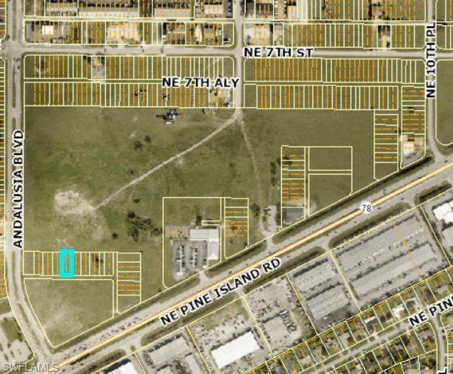 Very centrally located assembly of lots bordering on the City of Cape Coral owned Andalusia Parking parcel.  Please see the uploaded spreadsheet for the STRAP of each of the properties.  You will notice that each of the properties show an address of "Access Undetermined."  Contact the listing agent for further explanation.  While the owner may consider selling these lots individually, he would prefer to sell as a 17 lot package.