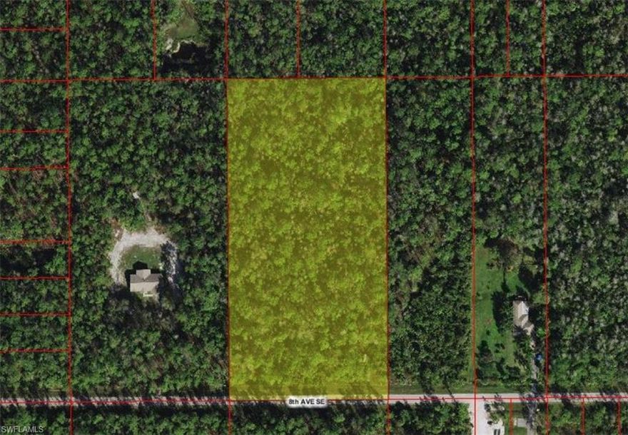 Looking for an affordable large parcel of land?  This could be the property for you. You could build on 2.5 acres and sell the other 2.5 for profit!!!  If you want your dream home on your own piece of heaven, with plenty of privacy, and have the vision and patience to make it happen, then this is a GREAT opportunity to make your vision a reality! Build a Gorgeous ranch home and start you own farm. Shopping and Publix Grocery Store is 18 mins away. Delnor-Wiggins pass beach access is just down Immokalee Rd.