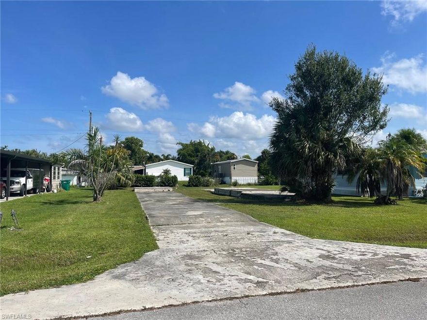Henderson Creek Park is located approximately 5-miles north of Marco Island and approximately 8-miles southeast of the shopping and restaurants at the 5th Avenue shops in Olde Naples. Publix, Walmart, many restaurants leass then a mile away. Henderson Creek Park is a non-gated community comprised of single family manufactured homes. Some of the homes are on a canal and have gulf access. Other homes are not on a canal but may use the community boat ramp and boat storage.This is NOT a 55+ community and there is NO land lease. You own your lot. Current lot use to have a trailer and it was removed after Irma.Optional community membership offers boat storage, gulf access boat ramp, pool, spa, fitness center, shuffleboard and clubhouse for a 1-time fee of $1,200.00 + an annual fee of $250.00.