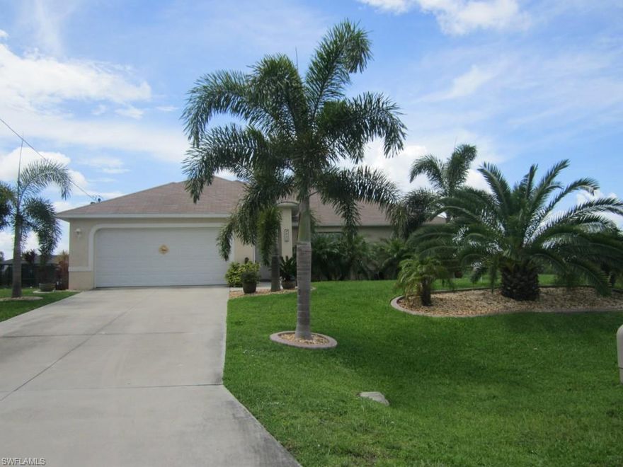 Lovely landscaped 4 bedroom, 2 bath southern exposure home near Coral Oaks Golf Course is move in ready.   This open floor plan is perfect for entertaining and family living.  Spacious master bedroom with adjoining master bath with dual sinks and walk in shower.  The split floor plan provides privacy from the master bedroom.  This home has plenty of storage space with linen closets and extra hall closets.  The laundry room is located in the home with extra cabinet storage.  This home has been well maintained and the yard is lushious and has many beautiful palms trees and nice landscaping.