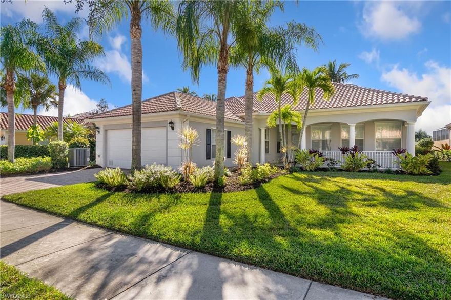 Welcome to this stunning solid poured concrete Carlyle model by Divosta. This home offers 4 bedrooms plus a den and 3.5 baths. The den could easily be a 5th bedroom. This beautifully updated home features new wide plank laminate wood flooring throughout and an open, light-filled floor plan designed for comfortable Florida living. The updated kitchen showcases crisp white shaker cabinetry, quartz countertops, and ample storage, flowing seamlessly into the spacious great room highlighted by an electric fireplace with custom accent lighting. Step outside to your private outdoor retreat with a screened lanai and pool—perfect for relaxing or entertaining. Additional upgrades include a newer A/C system, newer pool heater, and fresh exterior paint, providing peace of mind and modern appeal. Enjoy resort-style living with Verona Walk’s incredible amenities: a 26,000 square foot town center, resort and lap pools, tennis, pickleball, fitness center, restaurant, gas station, post office, and ice cream shop. Miles of walking/biking trails are all connected by picturesque Venetian bridges. Low HOA fees, manned gated entry, and a prime Naples location just minutes from Marco Island beaches and 5th Avenue shopping making it an ideal location.