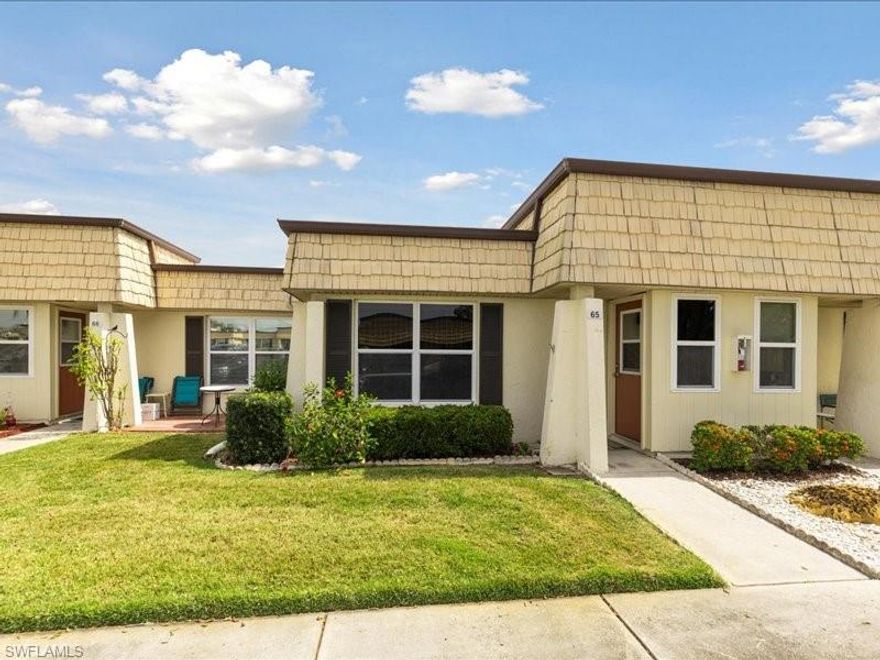 Welcome to 65 Fairbanks Court, an affordable, charming condo in Cypress Lake Gardens Condo.  You'll love the location which is close to beaches, restaurants, shops, and great shows at the Barbara B. Mann Theater.  This condo is well maintained and clean, ready for you to call it your own.  All of the extra touches throughout along with the spacious enclosed lanai will have you enjoying the Florida sunshine and sunsets all year long with family and friends.  A full size washer and dryer in the condo will be appreciated.  This condo is located just steps away from the fun amenities including a refreshing pool, a game of pickleball or shuffleboard, or a card game with friends at the clubhouse.  The condo is located at the end of a dead-end road, making it ideal for more privacy.  Don't miss the chance to own this charming Fort Myers condo with amazing community amenities!