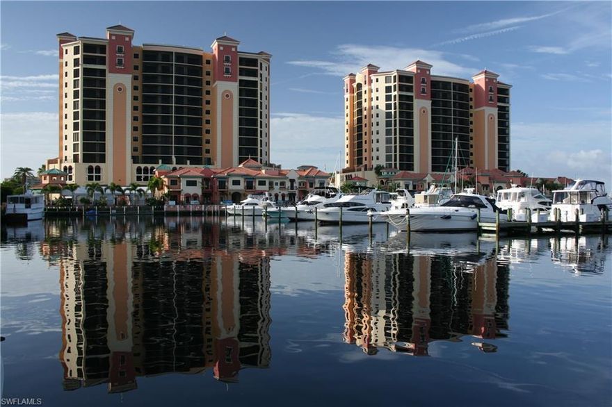 This is the largest floor plan offered in the high rise buildings. Large windows allow lots of light and amazing views of the Caloosahatchee and canals leading out to the River. Sit on your screened lanai and watch the boats passing by. Take your elevator down to the shops and restaurants that are at your feet. This is Florida living at its best! This floor plan offers an additional room for storage or a small office. The "02" stack of condo units are southern exposure so you have sunlight on your lania all day! Schedule your appointment to see today!