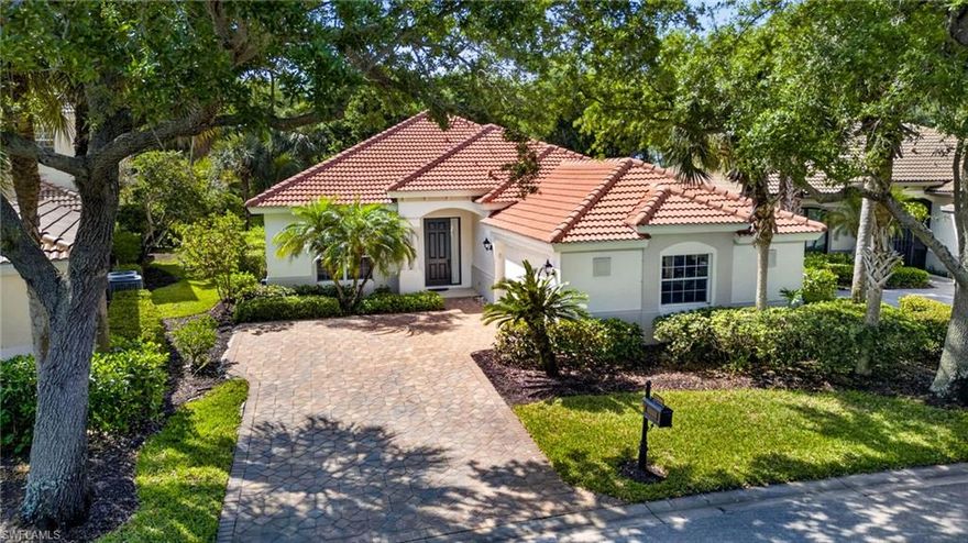 Bring your vision of Florida living to life in this spacious single-family home, ideally suited for customization. The well-designed Greenbriar floor plan includes 3 bedrooms plus a den and offers generous living space throughout. While there is no pool, the yard provides plenty of room to add one. Nestled in the desirable Masters neighborhood, this home presents a fantastic opportunity to design a space that truly reflects your lifestyle. The private primary suite offers a generous walk-in closet, elegant tray ceiling, and an en suite bath with dual sinks, walk-in shower, and relaxing soaking tub. A separate guest wing that offers French doors for privacy and provides two comfortable bedrooms and a full bath with granite countertop and glass-enclosed shower—ideal for family or visitors.  The versatile den or home office includes a convenient pocket door for added privacy. Laminate wood flooring flows through all bedrooms, the den, and dining room, while the main living areas feature tile laid on the diagonal for a bright, open feel. The expansive great room seamlessly connects to the kitchen, which is complete with granite countertops—perfect for everyday living and entertaining. Step out onto the screened lanai and take in the wooded and golf course view.  Additional highlights include a new roof in 2023, an attached two-car garage and a prime location within Pelican Sound, the area's finest bundled golf community.  If you are looking for an active lifestyle look no further: 27 holes of Championship golf, 14 pickleball, 8 tennis and 6 bocce courts. State of the art fitness center that is professionally staffed. Pelican Sound is nestled up to the Estero River with access to the Gulf. The community offers dry boat storage, kayaks, canoes and paddle boarding, along with a shuttle boat to Lovers Key State Beach Park. Minutes from RSW International airport and surrounded by fabulous shopping and restaurants. Start Living The Dream!