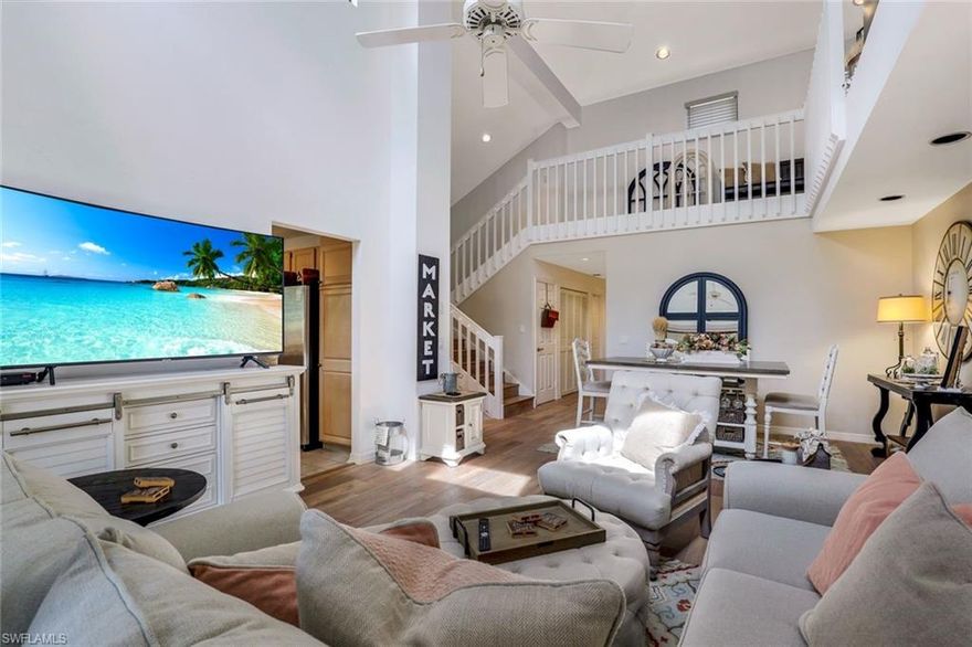 You will LOVE this spacious & RARELY available 3 bedroom/3 bath END UNIT villa with TWO bedrooms on lower level and guest suite on upper level, located in the gorgeous community of Oakwood Villas in Bonita Bay! Surrounded by preserve & lake views, situated on a cul-de-sac this 3BR/3BA home is sure to impress! Step into the freshly painted and beautifully decorated great room where LR, & dining are open to one another. Gorgeous hardwood flooring throughout, newer appliances, AC, and so much more! Huge screened-in lanai overlooking the lake - preserve area. On the first floor the master suite & 2nd guest bedroom are split, allowing for maxium privacy. The second level master suite features a large bath & a private balcony where you can observe the sunset each evening. This home has so many windows! Light and bright -- the perfect spot to spend the fabulous SWFL winter months. Bonita Bay is a 2,400-acre gated community w/12 miles of walking & biking paths, 4 waterfront parks including a beach park, pickleball, tennis, bocce, & a full-service marina. Club membership is available w/addl fees! Perfect location, Minutes to all that SWFL has to offer including the intl. airport!