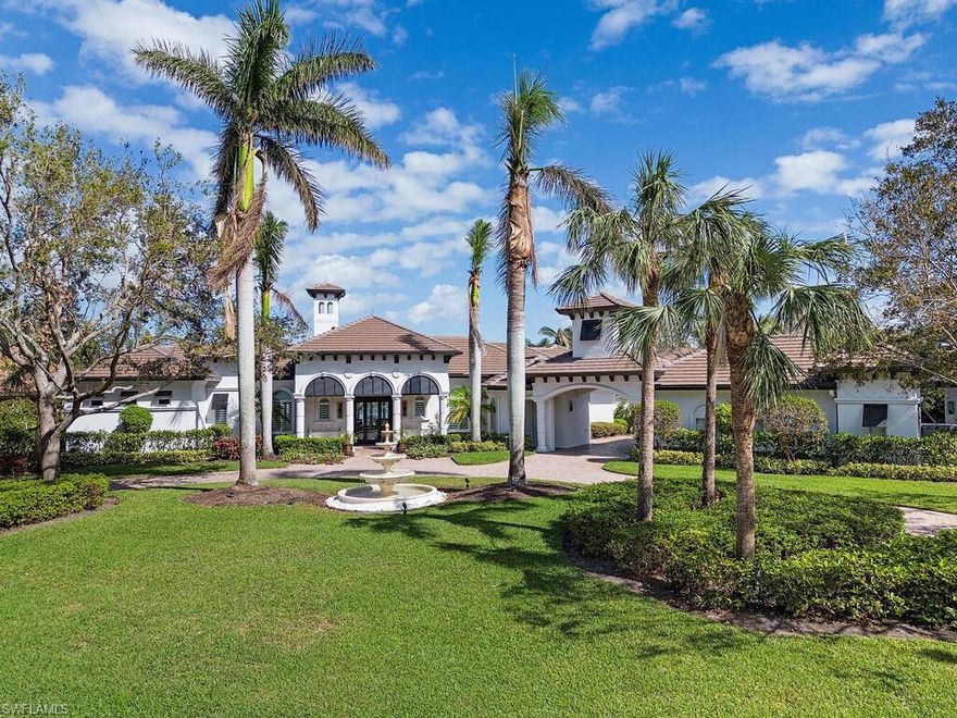 Amazing fully renovated sprawling estate home in Tuscany Isle in The Colony Golf and Club.  No expense was spared while the Home was completely reimagined in 2021.  New wood and porcelain Floors, rooms opened and re-configured and entirely new kitchen and Great Room area worthy of any home magazine cover. 5,000 SF all on one level includes 4 bedrooms, 4.5 baths and air conditioned 5 car garage. Opulent new master bath with floating tub and vanities.  Long private lake views over completely refurbished pool, fire bowls, fireplace and all new patio and lanai floors of porcelain pavers. Truly one of a kind and home that remained high and dry with no damage from Hurricane Ian. This home renovation set the bar high and inspired a forward-thinking renaissance of several other homes in Tuscany Isle.  Living at the Colony provides access to the private waterfront Bay Club featuring two levels of dining and access to Pelican Landings private 34-acre island beach and pavilion. Equity Golf is optional at The Colony Golf and Bay Club, currently ther is a wait list for membership.