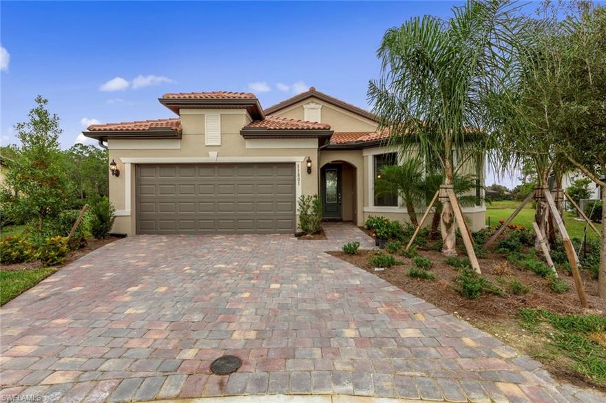 Fabulous… Better than new 2020 build loaded with extras. Seller's loss is your gain!  She has only lived here for one month and must move… $80,000 in improvements and upgrades, fabulous private Cul de sac location offering peaceful, relaxing lake views in one of Fort Myers hottest communities. No expense spared over $80,000 in upgrades.. beautiful fans and light fixtures, upgraded tile throughout the home plus bath and kitchen, quartz counters, cabinets with soft close, living room wall remove to be full glass triple panel sliders… $8000 enhancement for spectacular lake views, expanded L shaped lanai, spacious rooms lots of storage including 2.5 car garage. Hurricane shutters and SO much more. You will love living the Florida lifestyle here unless sought after amenity rich gated community offering to clubhouse, resort and lap pool, playground, fire pit and a prime location near all the shopping, dining, airport and white sand beaches. Hurry… This opportunity won't last!