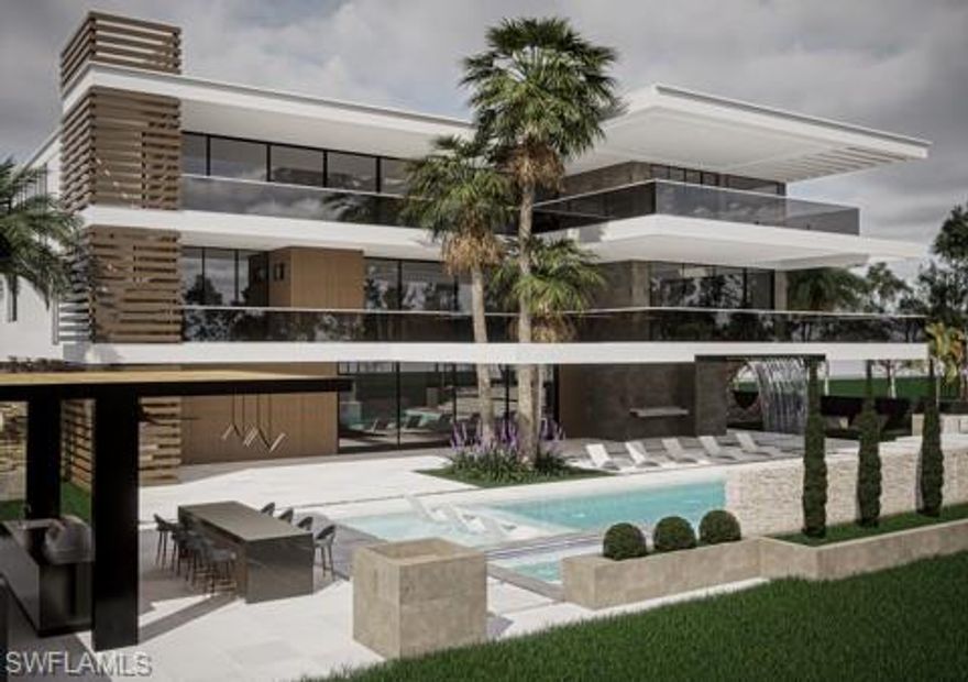 Incredible opportunity to build an exquisite luxury waterfront property, that overlooks the Gulf of America and own a home with walking distance to Tigertail beach, which has been recognized globally, as one of the best beaches in the World ! Extremely rare chance to own such a large oversize vacant lot that offers endless opportunities. According to sketch of boundary survey this lot is 0.47 acres /20,773.96 square feet, 100 feet wide in the front and back and 208 feet on the right side, while 207 feet on the left side.
Some of the images showcasing what type of caliber home could be built and fit on such an incredible vacant lot. Per future buyers request, additional information for future to be built home on this vacant lot can be provided.
Shown images are 3D renderings, what could be a future structure of a new home and does not convey with a sale of the vacant lot.