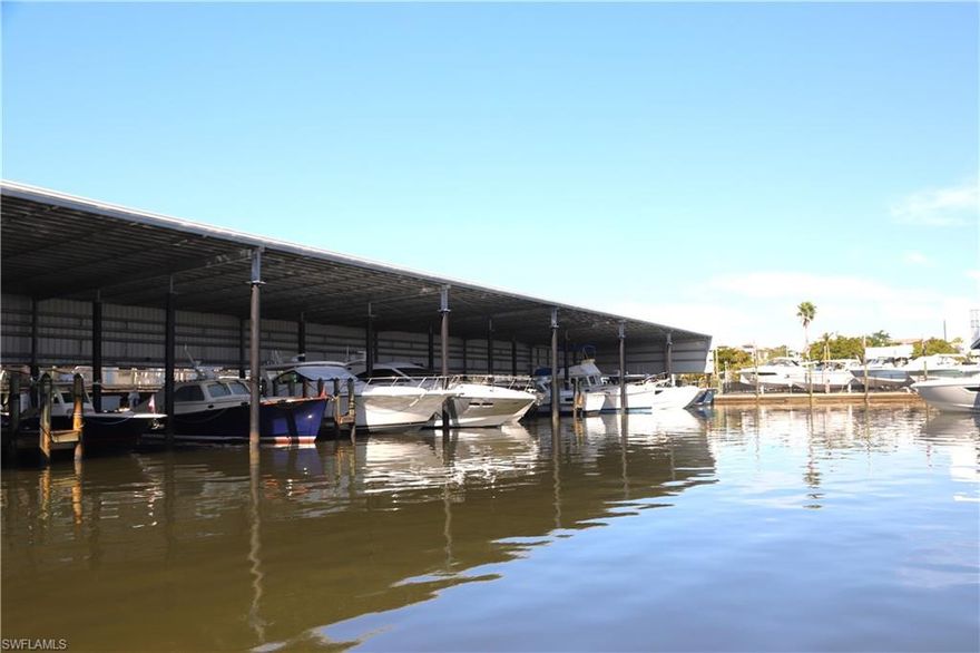 Powerboat Squadron Marina offers the only large, covered slips in Naples with a convenient Old Naples location featuring direct access (no bridges) to the Gulf.  Available for lease on an annual basis, Slip 27 is 45’ long, 19’ wide and parking is available immediately adjacent to the slip for ease in loading and unloading.  The marina is fully gated and has 24/7 dock master / security staff making the facility one of the most secure in Naples.