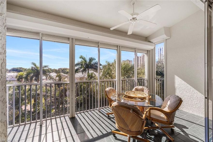 Rare opportunity in Pelican Bay, this pet-friendly, lowest-priced top-floor end residence offers cathedral ceilings, southern exposure and an oversized two-car garage under the building. In the gated Pebble Creek community, surrounded by lush Florida landscaping, this well-maintained home spans 1,448 square feet and features a screened lanai with electric shutters and tranquil landscape views. The primary and guest baths have been recently upgraded, allowing buyers to move in comfortably while adding their design vision and modern touches over time. Pebble Creek feels like a neighborhood within Pelican Bay, centered around a scenic amenity island with pool, spa, fitness room, sauna and clubhouse, along with professional on-site management. Ideally across from the North Tram, providing effortless access to Pelican Bay’s beaches and Marker 36 beachfront dining. Pelican Bay delivers Naples premier coastal lifestyle with three miles of private, pristine beaches with attendant services, miles of natural mangroves and recreational trails, 18 Har-Tru tennis courts, a full fitness and wellness center, and a vibrant social and cultural calendar. Just minutes from Artis—Naples and Waterside Shops. For pickleball enthusiasts, the new Pelican Bay Community Park features 20 pickleball courts and six lighted clay tennis courts, an exceptional opportunity to secure value, lifestyle and enduring appeal in one of Naples sought-after coastal communities.