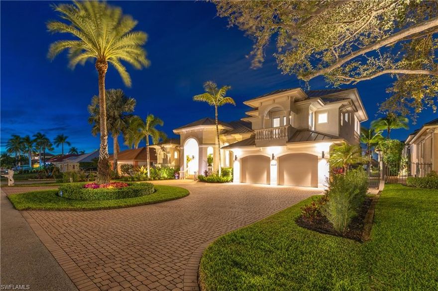 This magnificent Gulf access waterfront home has been renovated and updated to like new status - kitchen, metal roof, bathrooms, flooring, pool and spa resurfacing, paint inside and out, garage doors, landscaping and lighting - all done! Almost 3700 sq. ft. under air, with the owner's suite on the first floor, a bedroom with ensuite bath and balcony on the second level, and two more bedrooms with a balcony on the third level and a breakfast bar, giving everyone their private space. Entering the foyer, you will be impressed by the sense of openness and luxury, the high tray ceilings, and views to the huge lanai, pool, and your dock beyond on the wide canal. Like new chef's kitchen with gas cooktop, custom cabinets, stainless KitchenAid appliances, and beautiful Pompeii Quartz countertops throughout the home. The owners suite, living area, family room and den/office all have water views, and the corner sliders open up for indoor/outdoor living. A 13000 pound lift with a new cover is ready for your boat, and the dock also has a jet ski lift and underwater lighting. Full hurricane protection with impact windows and electric roll down shutters. This home has been lightly used and perfectly maintained by the owner. Minutes to the Mercato and beaches, convenient to downtown Olde Naples. Less than 2 miles by boat to Wiggins Pass and the open ocean. Come see this home and you will fall in love.