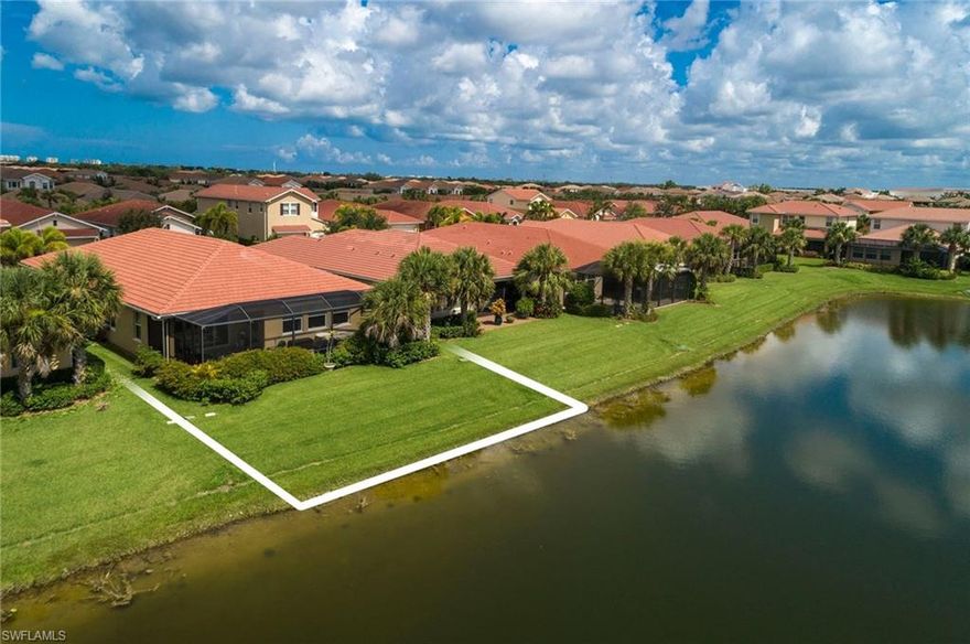 This move in Ready home is in the heart of North Naples, and arguably the finest LAKE FRONT LOT AT MANCHESTER SQUARE. A gently lived in home, Boasts of the finest appointments and upgrades to include : Custom Kitchen and Bath Cupboards, Granite Kitchen and Bath Counters, Stainless Steel Appliances, Designer Ceiling Fans and Lighting, Levolor Brand Window Treatments, Over Sized Tiles on the Slant, Matching Faucets (and Hardware) Oil Rubbed Bronze-Finish, Formal Dining Room, Tray Ceilings, Large Walk in Closet in  Master Bedroom, Kitchen Pantry, Extended Lanai, and if it could not get any better an EXPANSIVE LAKE VIEW, MUST SEE.