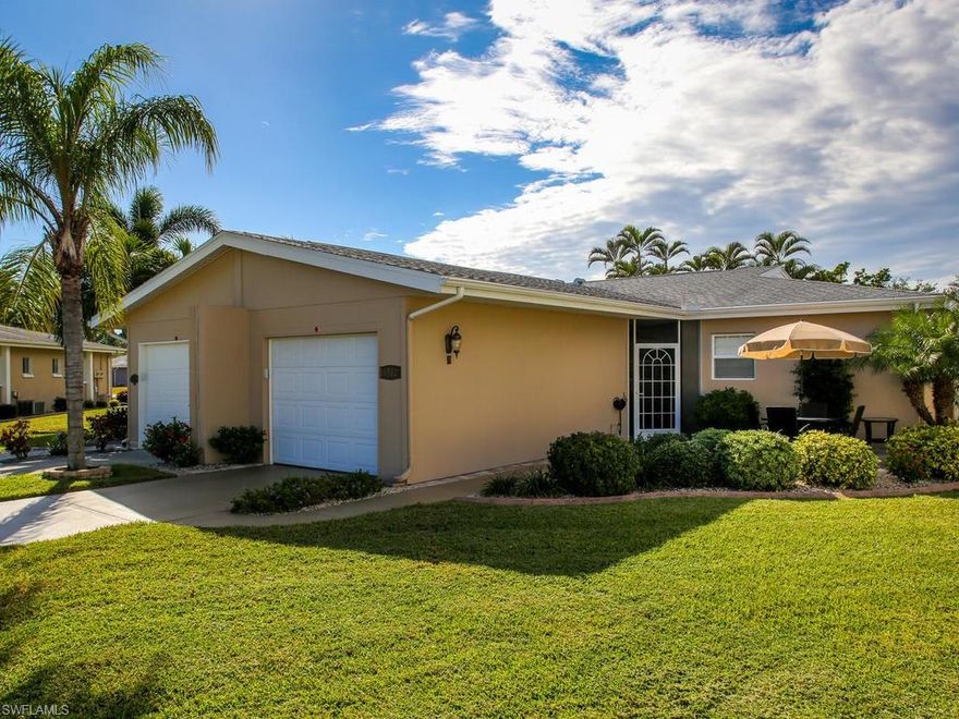This 2 bedroom 2 bath villa is a MUST SEE. This entire home has been completely remodeled. Unique, one of a kind home located in Leisure Estates which is conveniently  located within minutes from Bell Tower Shops, Restaurants, Entertainment, Universities, Stadiums, Southwest Florida International Airport and Beaches. This quiet community offers low HOA fees, villa is located on a cul-de-sac, single car attached garage with additional driveway space for an additional vehicle in addition to guest parking area. The covered spacious patio offers plenty of space for outdoor furniture to enjoy the weather, perfect for entertaining guest outdoor.
General Upgrades: Open Floor Plan, Hard wood Floors, Kitchen Island, Granite counter tops, Upgraded Bathrooms, 2 Ton Rheem AC, Garbage Disposal and 40 Gallon Water Heater. Schedule your showing today!