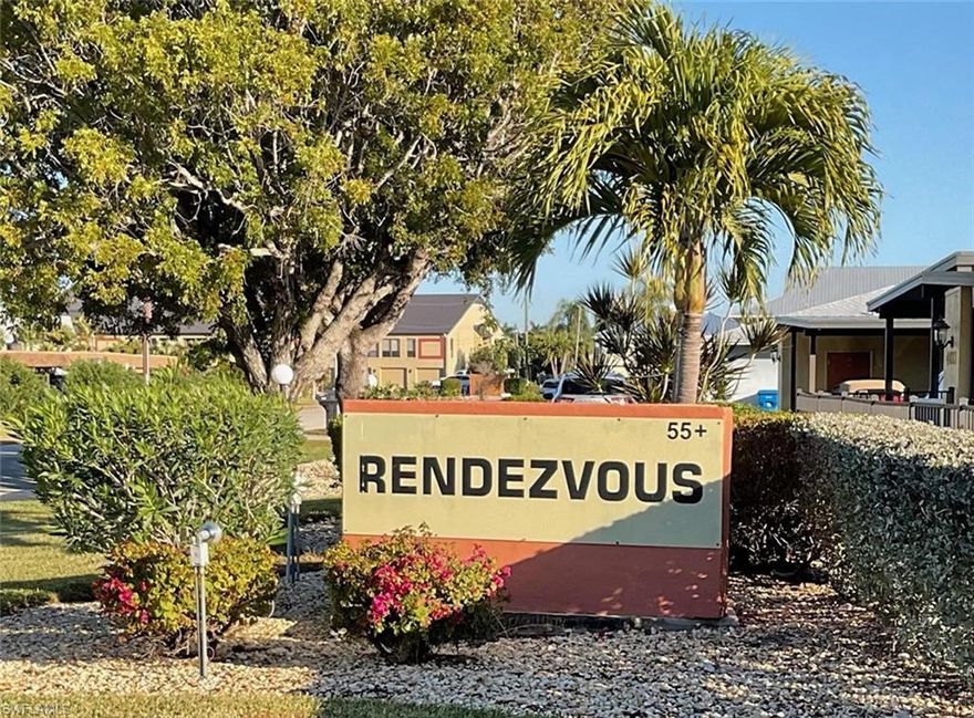 Rendezvous Condos! 2 floor/corner unit with a screened front porch. The interior has an open living room, kitchen and inside laundry.  Outside storage available. Outstanding location only minutes to Jaycee Park, Del Prado Blvd, shopping and entertainment. Available Furnished only. 55+ community.  Water Included ANNUAL LEASE ONLY.