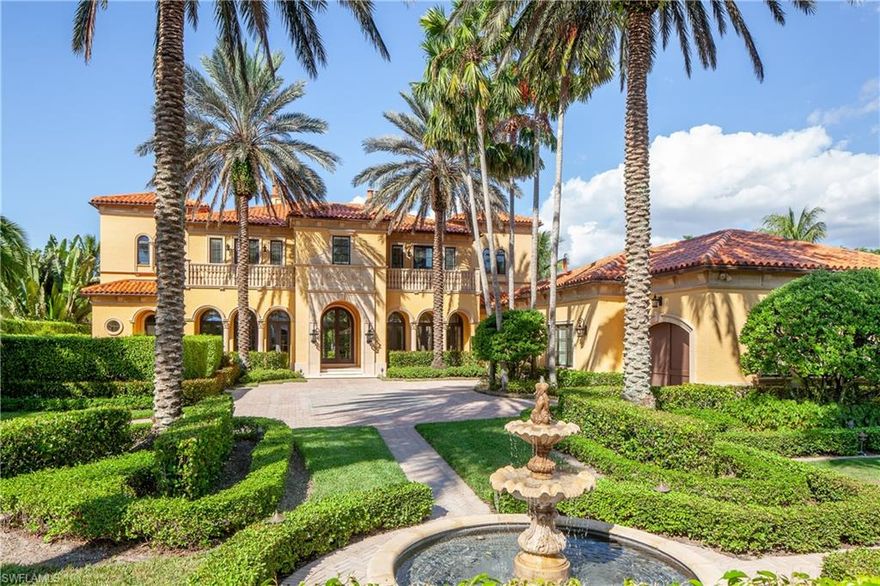 H.14998-RARELY available Escada Estates home, situated on the “best” lot, overlooking beautiful fountains and rock-ledge waterfalls, with the golf course beyond. Magnificent palatial home, which has been remodeled and redecorated by one of the area’s top designers. This thoughtfully configured 4 bedroom home has everything you could desire, also featuring 4 full baths, powder & pool bath, study, wine room, theater, exercise room, loft, elevator, 4-car garage, fireplace, infinity pool with spa & more. Quality abounds in every inch of this meticulously maintained residence. Impeccably maintained & appointed with the finest materials, including Crema Marfil marble floors, custom hand-crafted mouldings, imported Italian marble staircase, architectural ceiling details, onyx countertops, burlwood cabinets, brushed gold faucets, Altusa tile roof, travertine pool deck & much more. This property is move-in ready. Tiburon is also home to the Ritz-Carlton Resort & two 18-hole golf courses, managed by Troon Golf and home to the Shark Shoot-Out Tournament. Escada Estates is private enclave of only 32 homes, within 2 security gates, for ultimate exclusivity. Don’t miss this amazing opportunity.