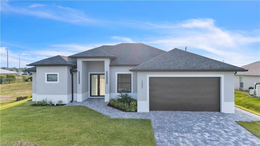 "Welcome to Paradise" New Construction Home. Tile throughout the Property, 3 beds & 2 baths. Open kitchen with 
gorgeous Quartz countertops, stainless steel appliances. Enjoy memorable formal dining or casual in kitchen island seating area. Split bedrooms. Impact glass windows and doors. The master bathroom has an enticing glass door shower, high-end cabinets and quartz sink counters. Gutters, sprinkler system, lifetime epoxy garage floor, Property sits on a regular lot in a quiet neighborhood with immense privacy. Everything you'd want or need! NO HOA, NO FLOOD INSURANCE, NO DRAMA!