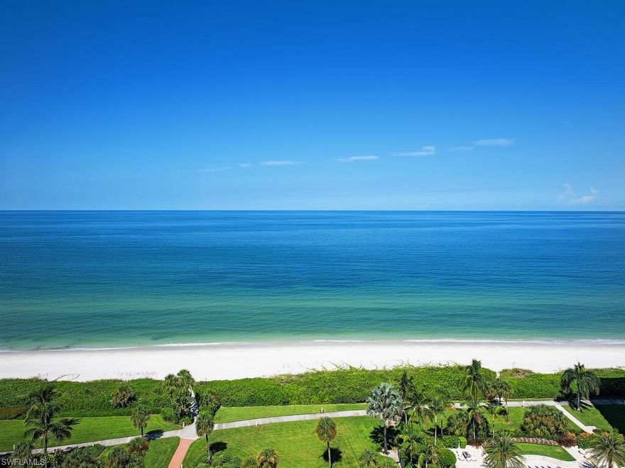 Coveted and rare Savoy ’01 front-facing, perfect SW/W/NW exposure apartment.  Jaw-dropping 15th floor Gulf  vistas from great room, dining room, kitchen, all three bedrooms and screened lanai.  Three full bedrooms and three full baths (the two "master" baths have been cosmetically updated; the 3rd/powder bath is original).  White kitchen with granite countertops.  Strong rental history.  Savoy boasts 24-hour lobby attendant, fitness facility, various common spaces, large Gulf-front pool area, tennis and close proximity to the shopping and dining at Venetian Village.