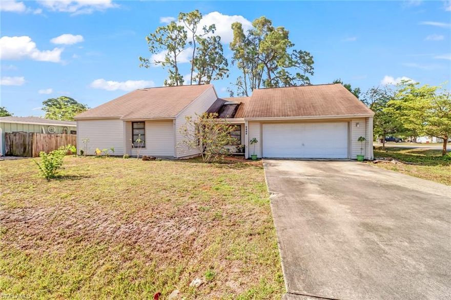 Fort Myers Villas is where you will find this southern exposed corner lot home.  This home boast almost 1500 sq. ft. with 3 bedrooms and 2 baths and lots of charm.  This home features a Large kitchen with separate dining room and family room all with views of the backyard. The lanai is cozy and inviting for some R&R. The backyard is large with room to add a pool or more.  Ideally located in Fort Myers with easy access to Cape Coral, shopping, restaurants , beaches and more!
