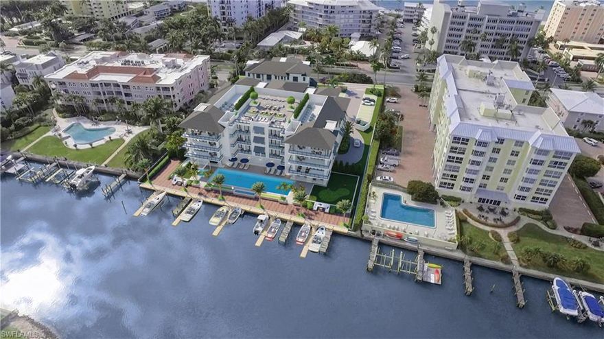 Welcome to La Perle! A rare commodity in a treasured & special location fronting Hurricane Harbor & capturing sensational views of the Gulf. With only 13 units, La Perle is an intimate community centrally located. The shopping & dining districts of 5th Ave. S. & historic 3rd St. S. lie a short distance to the south. Venetian Village, Waterside Shops & Mercato are to the north. At night, enjoy shimmering lights on the waters; during the day, stroll to Lowdermilk Park or opt to join the private Moorings Beach Club. On the grounds, there is a waterside putting green & oversized geothermal heated pool. Catch some sun by going out on your boat parked in one of the 11 available slips. After that, head to the roof to watch sunset. Grill at the rear outdoor kitchen cabana (or relax and watch tv in the other cabana) or take a short jaunt to one of the numerous nearby Naples dining options. All residences are custom crafted with top of the line features including Wolf & Sub-Zero appliances, Legno Bastone flooring, and sublime fixtures. Constructed with the best craftsmanship and features to endure time and elements. Special & unique. New and rare. La Perle awaits the discerning few.