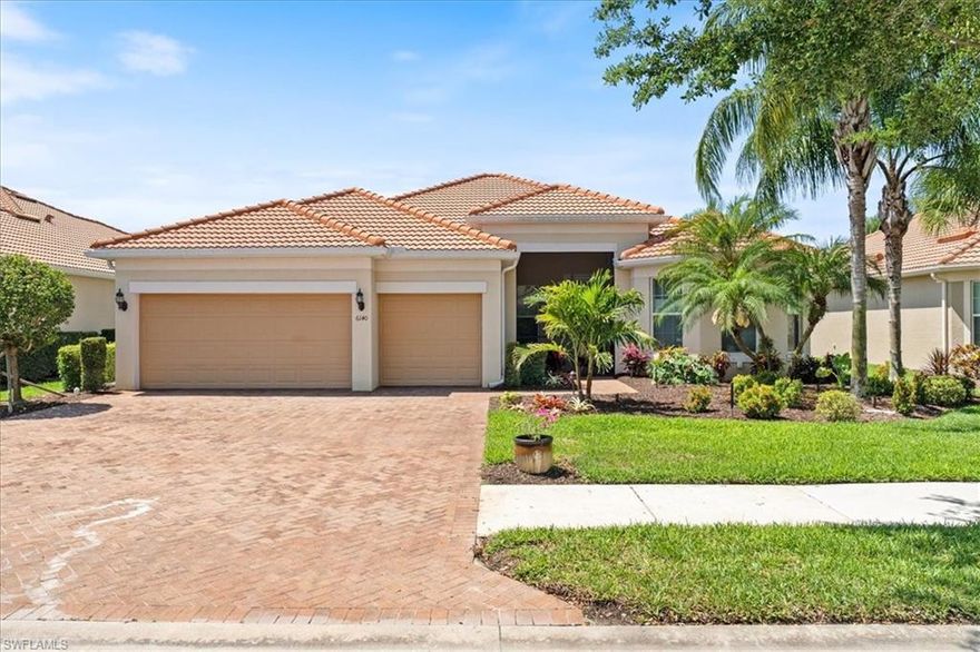 Welcome Home to this spectacular rental home in sunny SW FL. The PERFCT place for an extended vacation any time if the year! Enjoy resort style living in Ave Maria's 55+ active Del Webb community. GOLF is transferable at the semi-private Panther Run Golf Course. This rental features a spacious open floor plan, 3-bedrooms, 3 baths, Master BR vanity with double sinks, shower, spacious walk in closet, tastefully decorated. This home has a heated pool and screened lanai with plenty of room for indoor & outdoor entertaining or a quiet place to relax with a morning coffee or an evening glass of wine. Beautifully lit landscaping, solar system. Golf is included for at the semi-private Panther Run Golf Course. Renters can enjoy the Del Webb Resort Style Amenity Center at the Oasis Club w/Activities Director. Amenities include resort style pool and lap pool, a fitness/gym, tennis, bocce ball, pickleball, billiards, golf simulator as well as many social club opportunities and activities, sauna, Rusty Putter Restaurant in Del Webb. The town center of Ave Maria is a short 3 mile driving distance to many local outdoor events, activities & amenities. Some of the local Ave Maria amenities include: Parks, water park, Ave Maria University events open to the public, local dining, shopping plus so much more. Other Collier County area amenities include golfing, community events, local beaches, nature trails & preserves. Come enjoy the Florida lifestyle in Ave Maria, the fastest growing community in SW Florida!