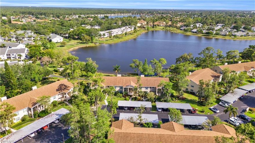 Refreshing!  is the absolute correct way to describe this property.  The seller created a lovely home out of the Evergreen floor plan.  This floor plan rarely goes on the market.  The long lake views are spectacular.  The workmanship of the details on this property are second to none.  The sellers' have great taste in cabinetry...in the kitchen, the bathrooms, the walk in closet, and extra storage in the Dining/living area (where the plant shelf used to be).  Even the interior doors are hand crafted and adorned with levers instead of knobs. The kitchen's quartzite counters are impressive and actually glow when illuminated. Stainless steel appliances are found dress this kitchen well, including the small appliances!  The glass back splash tile is a nice touch.  The volume ceilings in the kitchen are enhanced by the perfect lighting choices. WAIT there is more...a reverse osmosis system under the sink in the kitchen with its own dispenser, fresh drinking water in every glass!  The colors in the home are peaceful and tasteful.  If you choose the furniture to go with this property, it's top of the line, even the pull-out couch has the most comfortable adjustable mattress.  The Primary Suite is UNIQUE to this condo.  The sellers changed from a walk-in closet and separate bathroom, to a CUSTOM walk-in dressing room with ensuite attached, making both options very spacious. On the lanai, you will find a special place for your afternoon beverage as you watch the neighbors stroll around the lake, the birds swimming or sunning on the shore.  Behind the PVC doors (easy to keep clean) your washer and dryer are waiting, preventing extra heat from entering inside the home.  The HVAC System is relatively new and the water heater was REPLACED in 2024.  The community pool is found just inside the entrance.  Yes there is Tennis and Pickle ball located off of Buckingham inside Kings Lake for residents to play.  Greenfield Village is located near the back entrance to the Publix shopping center where you will find coffee shops, ice cream & Cookies as well as a number of delicious options to dine out without having to get into busy traffic.  

There is NO Polybutylene in this condo, it was removed previous to the seller's occupancy.