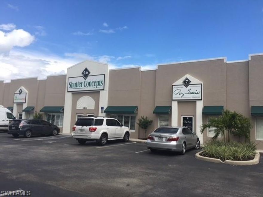 Nice 1,150 sq foot office - warehouse unit for sale in very nice 10 unit building.  Approximately 700 sq feet of nicely appointed air conditioned office and workroom space and 350 sq feet of warehouse. 

One 10 x 10 overhead door in the rear.  Currently being used as an interior design studio.  Nice built in cabinets and desks are staying.  

Great signage over the front door.  Traffic lights at Airport Road and Shirley Street.

Two private offices, open work area, reception desk/showroom area and warehouse.  Nice parking in front of unit.