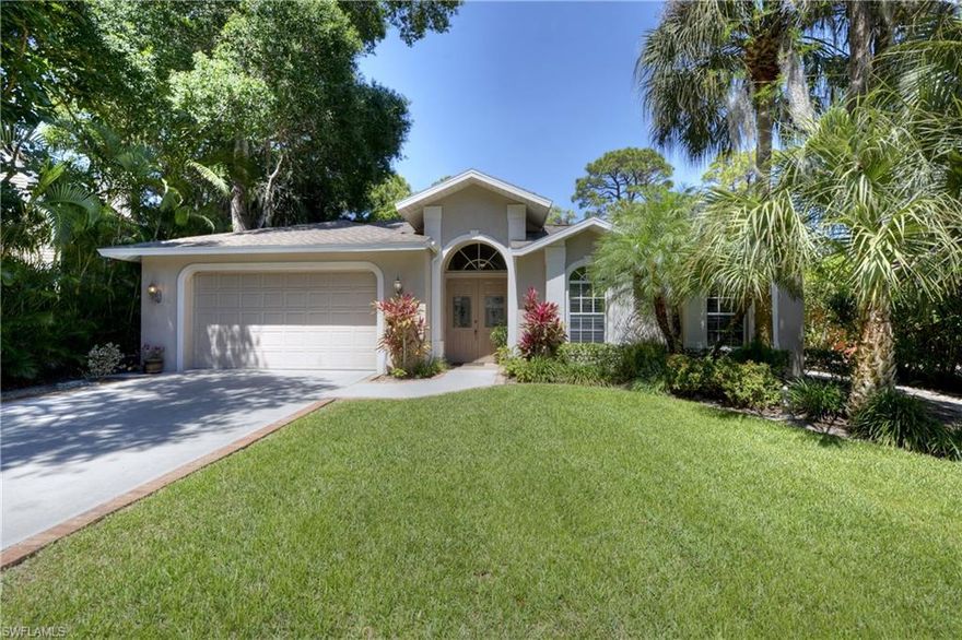 Immaculately maintained Courtyard Pool Home located in Laurel Oaks gated community in S. Fort Myers. With oak tree lined streets & friendly neighbors you will feel right at home. Built in 2004 this home features 2,003 sq. ft. under air w/ 3 Beds, 3 Baths & 2 car garage and lots of upgrades! You will enter through the double door entry that leads into the tranquil courtyard area with regular size heated pool, dolphin fountains and plenty of room for entertaining. The Cabana is large and features a 1 bed/1 bath, shower, sink, plantation shutters and tiled floors. The main living area features 2 Beds/2 Baths and has an open floor plan feel. The seller went above and beyond with special touches to make this home magnificent. Some features include hurricane shutters throughout (manual and electric), 2013 A/C, additional 9 ft. added to the home allowing for extra-large family and dining room, screened in back porch, surround sound, plantation shutters & solar lights. The kitchen features walk in pantry, extra cabinet space with pull out drawers and lazy Susan.  Low HOA! A must see!