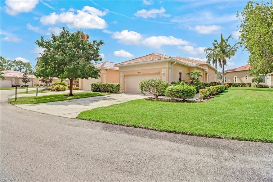 This single-story, sun-filled attached villa features 2 bedrooms plus den/3rd bedroom with closet. It is located in a secluded, prime location backing to a pond and an open entrance with a privacy buffer.  New carpeting in bedrooms and new hardwood in den. Tile adorns the rest of the home. Just 5 miles Northeast of Naples's famous 5th Ave S with the finest shopping and restaurants around and Naples Beach is only 6 miles away! Amenities include a large heated outdoor pool, one hard court tennis court a clubhouse, and state of the art fitness center. This turnkey won't last long!