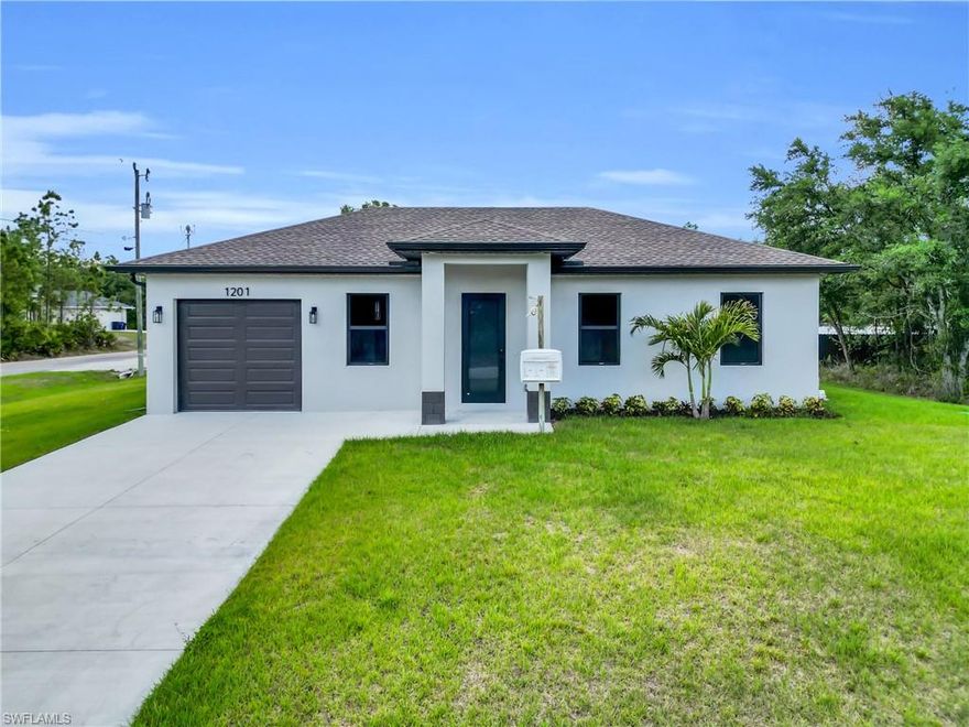 SELLER CONTRIBUTION AVAILABLE!!! Welcome to your Florida dream home. This beautiful brand new construction home features, 3 bedrooms, 3 full baths, and 1 car-garage. Each of the three bedrooms offers generous space and natural light. The home offers a perfect blend of comfort, style, and functionality. Located in a desirable neighborhood, this home features open concept layout with elegance gray tile flooring throughout, ideal for both easy maintenance and a clean modern look. The heart of the home is the well-appointed kitchen, complete with stainless steel appliances, large Quatz island, ample cabinetry, and spacious layout that opens to living and dining areas. This beautiful home  features a charming gazebo in the backyard, perfect for enjoying Florida's stunning sunsets. Located in a corner lot, plenty room for gardening or even adding a pool, this move-in-ready home is a rare find. Enjoy the convenience of being just minutes away from shops, schools, and restaurants. Don't miss your opportunity to own a piece of paradise!
