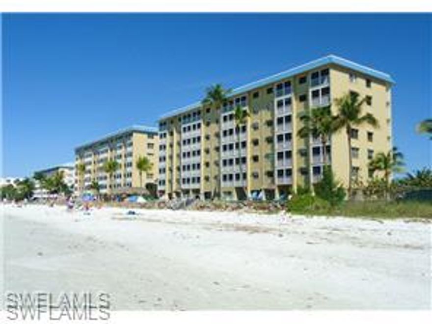 ESTATE SALE!  TRUSTEE SAID TO BRING OFFERS....SMUGGLER'S COVE...Spectacular 2 bedroom condo located on the 6th floor...so you simply will not believe the views!  Off your screened in lanai, OVERLOOKING THE GULF OF MEXICO...Front entrance of the unit overlooks Estero Bay.    PRIVATE BEACH area with TIKI area and plenty of room to enjoy the water, sun and fun!  Located mid island of FORT MYERS BEACH.  Close enough to all the popular spots and, yet, far enough away to enjoy the peace and tranquility.  In addition, this is a true MONEY MAKER!  Rent the unit to seasonal visitors when you aren't using it and cover your costs!  This is an ESTATE SALE, so the unit is priced to sell and needs some updating.  AS IS SALE....