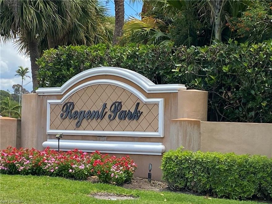 This Beautiful Villa in Regent Park is ready for a new owner! Perfect for a full time or seasonal resident.  Would also be the perfect investment property.  This 2 BR/2BA with den end unit is bright and spacious.  Painted in neutral tones this split floor plan unit includes bamboo and tile flooring, ceiling fans in every room, vaulted ceilings, electric hurricane shutters and a nice sized lanai which is just steps away from the courtyard pool. Included is an extra storage shed in front of your assigned carport parking space.  Roof and carport replaced in 2020.  Offered partially furnished.  Regent Park is a hidden gem in North Naples.  Located just minutes to the beaches, shopping, restaurants and entertainment.   Make plans to see this property today!