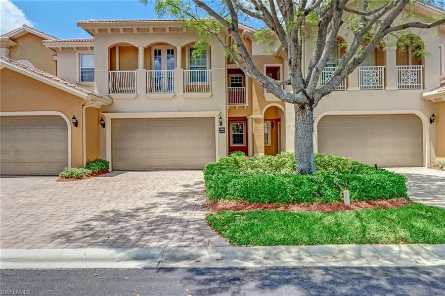 Situated on a prime waterfront lot on a private gated street within the community this first floor condo is located at the end of a cul-de-sac. Perfect for those who enjoy peace and quiet but still want to enjoy waterfront views from the massive covered lanai positioned at the most desirable part of the lake. This is one of the largest single level condo offers in the area with over 2000 square feet under air in addition to the 2 car garage and large covered outdoor living space. Did I mention this home is being sold turnkey furnished? The layout is just ideal - offering a spacious owners sweet with roman soaker tub and glass walk-in shower which compliments the huge master closet. The guest suite features an ensuite bathroom also with large walk-in closet that can be pocketed off from the main living area. The 3 bedroom is the perfect home office. Meadows of Estero is desirable maintenance free community located West of US 41 with great amenities and low HOA fees!