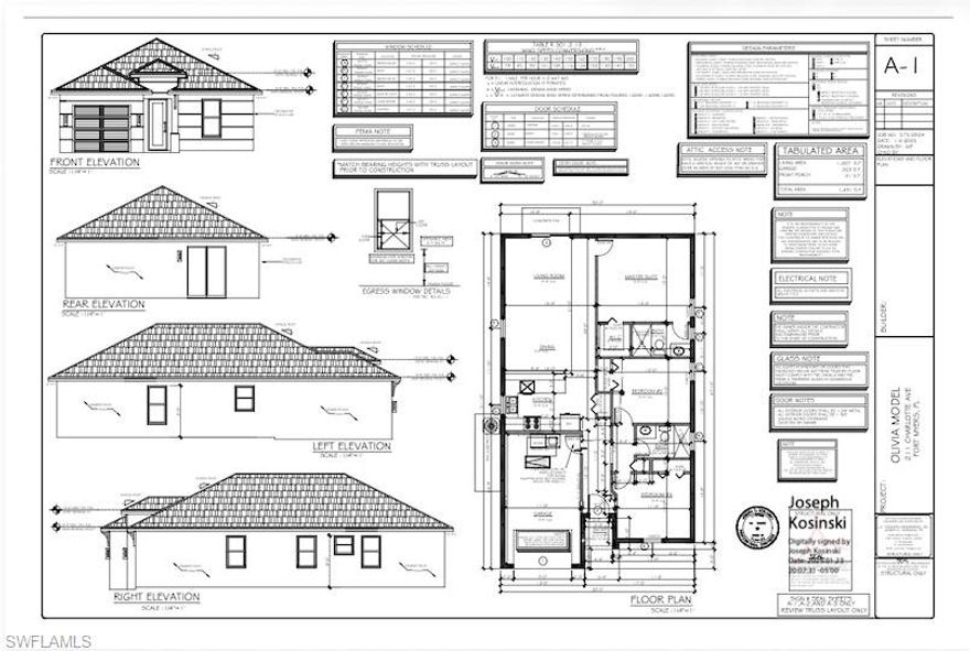 Nueva construcción en Fort Myers con estilo moderno tropical. Esta hermosa residencia de una sola planta ofrece aprox. 1,207 SF de área habitable y 1,491 SF de área total, incluyendo garaje y porche frontal. Cuenta con diseño de concepto abierto que integra sala, comedor y cocina, ideal para una vida cómoda y funcional. Dispone de suite principal con vestidor y baño privado, dormitorios adicionales bien distribuidos y acabados contemporáneos. Construida bajo el Florida Building Code 2023, con ventanas de impacto y materiales de calidad. Excelente oportunidad de estrenar una casa moderna, eficiente y lista para mudarse en una ubicación deseada de Fort Myers.