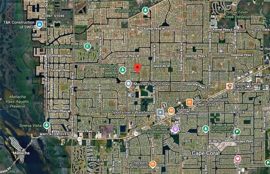 Build your Florida dream on this Canal-Front, spacious residential lot located in the rapidly growing NW Cape Coral. Extra privacy and beautiful water views every single day. This 0.23-acre homesite offers the perfect canvas for a custom residence, whether you are looking to build a primary home, a seasonal retreat, or a high-demand investment property. Situated in a quiet, developing neighborhood with a mix of modern new construction and established homes. No HOA; no complex association rules. This location provides the best of both worlds; a peaceful residential feel with quick access to modern conveniences. Minutes away from: Coral Oaks Golf Course for weekend tee times, Pine Island Road Corridor featuring a wide array of shopping, dining, and entertainment, local boat ramps for exploring the Gulf of Mexico and the Matlacha Pass, and several parks & eco-preserves.