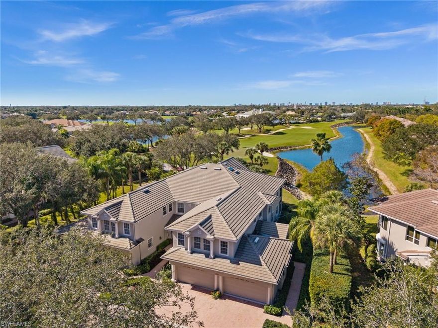 Refined, furnished residence in the prestigious Lancaster subdivision of Kensington, showcasing sweeping panoramic views of the 10th fairway and green. This furnished condo is thoughtfully appointed with wood flooring, custom cabinetry, and designer lighting, creating a sophisticated yet inviting living environment. A spacious open floor plan is enhanced by soaring vaulted ceilings and expansive windows that flood the home with natural light throughout the day. Offering three generously sized bedrooms and three beautifully finished bathrooms, the residence provides exceptional comfort, privacy, and versatility. Screened balcony serves as a tranquil retreat to enjoy breathtaking golf course vistas and vibrant sunset skies. Ideally positioned within a gated luxury community, just minutes from Naples’ fine dining, upscale shopping, and world-class beaches.