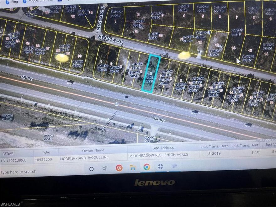 C-2 COMMERCIAL LOT. CHECK IT OUT. DRIVE BY AND SEE WHAT IS GOING ON IN THIS PART OF LEHIGH. LOTBACKS UP TO SR 82 AND THERE IS A GREAT DEMAND FOR THIS TYPE OF PROPERTY. DUE YOUR DUE DILIGENCE