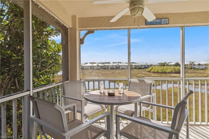 Available January 2026 – Reduced Rates for Off-Season Months! Have a vacation like no other in this beautifully updated 2-bedroom plus den, 2-bath second-floor end-unit condo in Sterling Oaks, Naples. Tastefully turnkey furnished, this coastal retreat features quartz countertops, shaker-style cabinets, wood and tile flooring, new furniture throughout, and stunning western sunset views from the screened lanai overlooking the peaceful Audubon preserve. Enjoy resort-style amenities just a 3-minute walk away, including a junior Olympic–size pool and hot tub, poolside cabana bar for lunch and cold beverages, fitness center with locker rooms, restaurant and bar, pickleball and bocce courts, lighted walking paths, and a friendly, social atmosphere. For tennis enthusiasts, an optional membership provides access to 12 Har-Tru clay courts, a USTA teaching pro, and clinics, lessons, and matches. Perfectly located just 10 minutes from four beautiful Gulf beaches, Mercato, Coconut Point, and an easy 20-minute drive to RSW Airport, this condo offers the ultimate combination of location, luxury, and leisure.