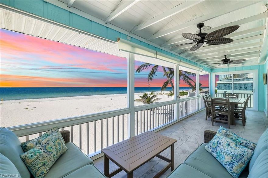 Direct Gulf-front on coveted Hickory Blvd—with 50 feet of sandy frontage, endless sunset views, and the rare blend of immediate enjoyment + long-term upside. This classic 1972 stilted cottage sits on an approx. 50' x 200' parcel (˜.33 acres) and is offered turnkey, making it effortless to use, rent, or hold while designing your future build. Inside, a bright split-bedroom plan delivers 3 bedrooms, 2 baths and an easygoing beach vibe; outside, a generous beachside deck and open lanai invite morning coffee, shelling runs, and front-row sunsets. Practical perks include central water/sewer, attached 2-car carport, laundry in residence, and simple vinyl-siding care. With no HOA or club fees and short-term rental history already in place, this is a compelling opportunity in a supply-constrained beachfront corridor. Keep the cottage for years of barefoot memories—or leverage the site’s scale and symmetry to create an elevated new-construction showplace. Living the Bonita Beach lifestyle means minutes to dining, marinas, parks, and the best stretch of sugar sand on the coast. Offered at $6.2M. (Buyer to verify building regulations, FEMA/50% rules, and CCCL as applicable.)