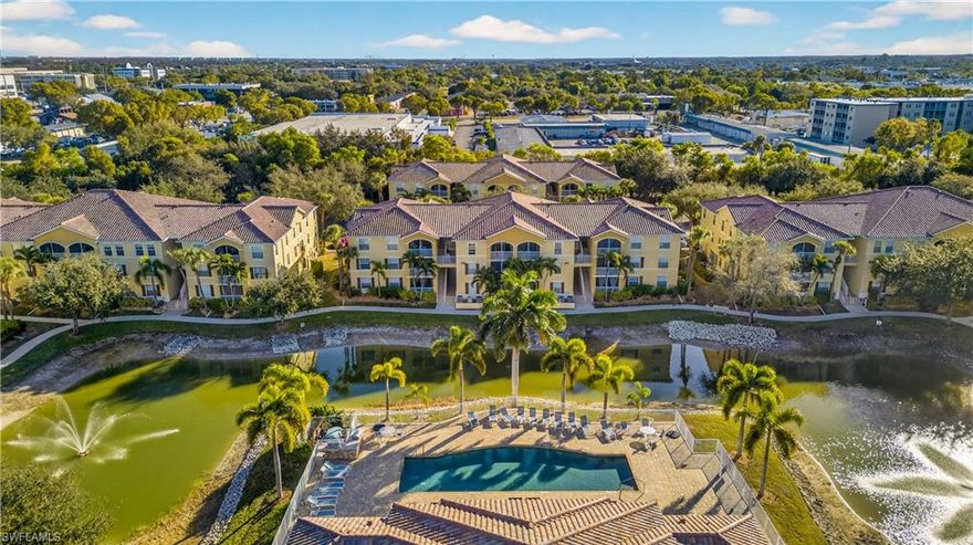 Welcome home to affordability and luxury. This centrally located community is in the heart of Ft. Myers near some of the best restaurants, shopping, and the best beaches in all of southwest Florida! This well maintained community has several large ponds & water features. The large pool & sun deck area is a great place to entertain family & friends, with built in grills & newer patio furniture for those long pool days. There is clubhouse, with a billiard room, bar area and several seating sections. The gym is spacious with plenty of workout equipment to keep you fit. The updated condo is on the first floor for easy access. This unit has newer a/c, newer plumbing, & new walk in shower. The kitchen is tastefully updated w/ gorgeous backsplash & large white cabinetry with a walk in pantry for storage. A large breakfast bar that opens up into the dining & living space. So there is plenty of room to host friends & family. The tall impact sliding doors let in a ton of sunlight & lead to your screened in lanai, where you can enjoy sunrises w/ coffee and sunsets w/cocktails! The spacious master suite has plenty of room and storage. The updated bathroom has a massive walk in shower & plenty of room to get beautiful for the  day! This amazing condo is a perfect fit whether your looking for a first home, a forever home, or an investment property. Call the listing Agent & schedule your showing today!