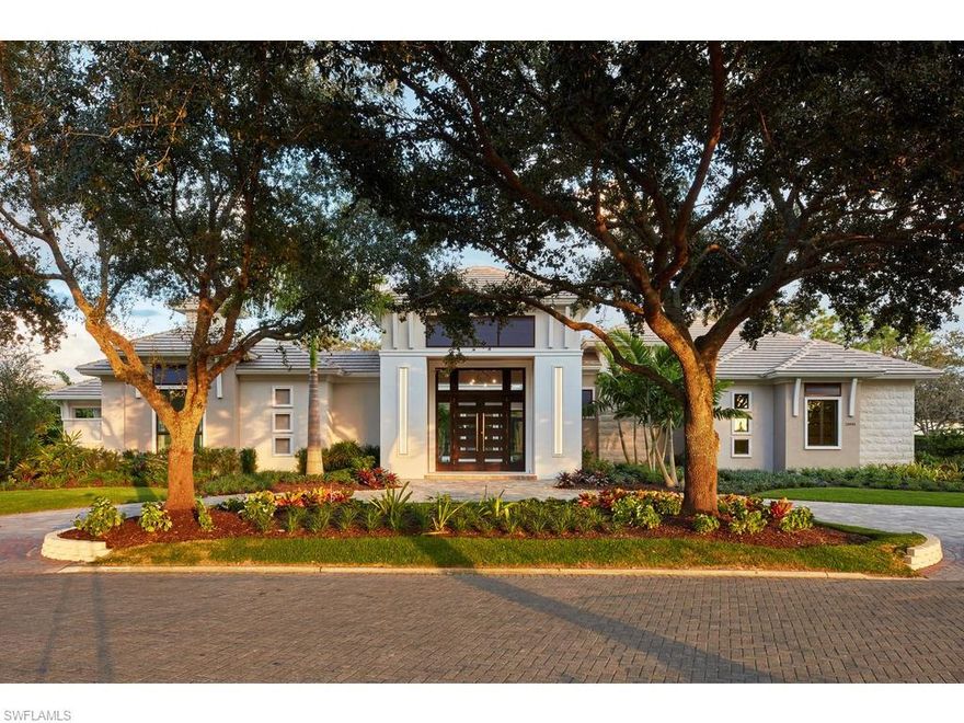 AWARD WINNING BUILDER; providing artistic design, a white glove approach to service, and an unwavering commitment to detail, sets McGarvey Custom Homes apart as one of Southwest Florida’s most preferred luxury home builders. Courtyard style home includes CBS construction, metal framing, Anderson® wood encased impact glass throughout, 4-bedroom suites, powder & pool baths, study, 4.5-car garage, gourmet kitchen w/frameless fully overlaid wood cabinetry & soft close hinges (see cabinet layouts), WOLF® gas cooking and SUBZERO® panel refrigeration (see appliance provision). Home automation/security/AV package. Carrier® infinity condensers & dehumidifier. Fi-Foil insulation applied on block walls, Icynene® applied to roof deck for a low humidity environment. Mold-resistant drywall on interior side of concrete masonry walls. Exceptional outdoor living includes a private Cabana, private garden, Portico, outdoor gas kitchen, gas fireplace, gas fire bowls, salt chlorinated pool & spa with JANDY® gas heater, autofill & AutoLink®, LED fountains and more water features. Selling price includes furniture package valued at $270,000.