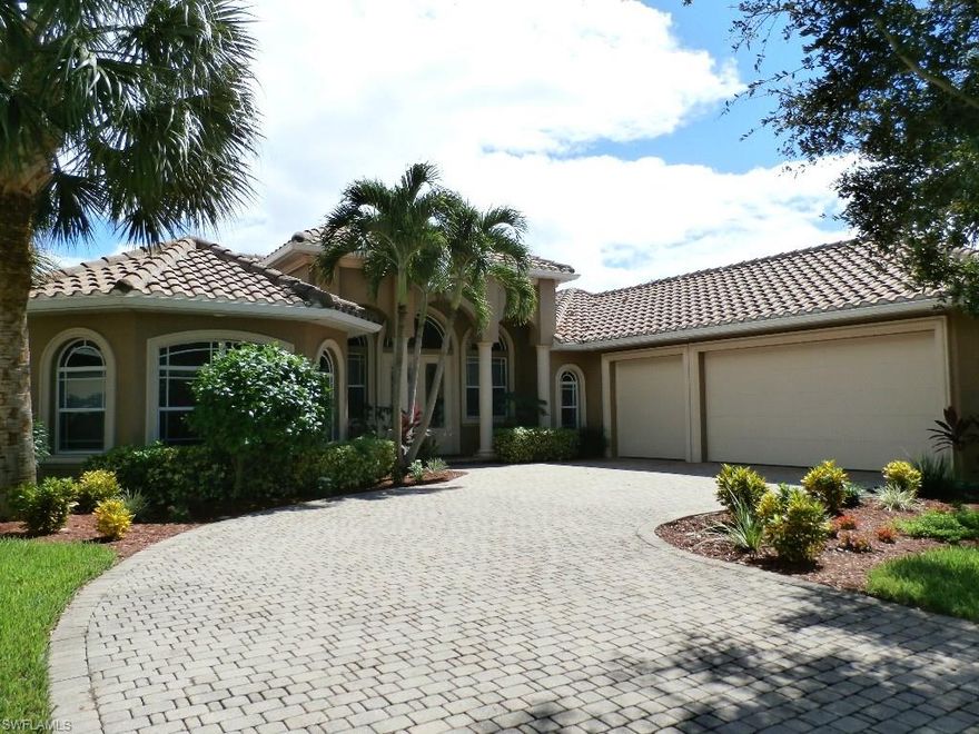 This unique 3 CAR GARAGE home is located in SW area of Cape and shares a pool, walking path, gazebo and private grounds with 13 other home owners.  You share a pool without the hassle of maintaining it and you just walk out your back door.  This little development is one of a kind.  The home features 3 bedrooms, 2 1/2 bathrooms plus an oversized DEN.  The home has new carpet and tile throughout.  In the kitchen, it has wood cabinets, granite counter tops, new stainless steel appliances including a GAS range.  The master bathroom has a jetted tub, dual sinks, wood cabinets, granite countertops and a walk in shower.  The master closet was updated with closet organizers.  The lanai features a GAS line for your grill.  The home has a new air handler in the garage, wired with security system, whole house wired for network.  This comes with a ONE year HOME warranty from American Home Shield.   This home has city water, sewer and irrigation