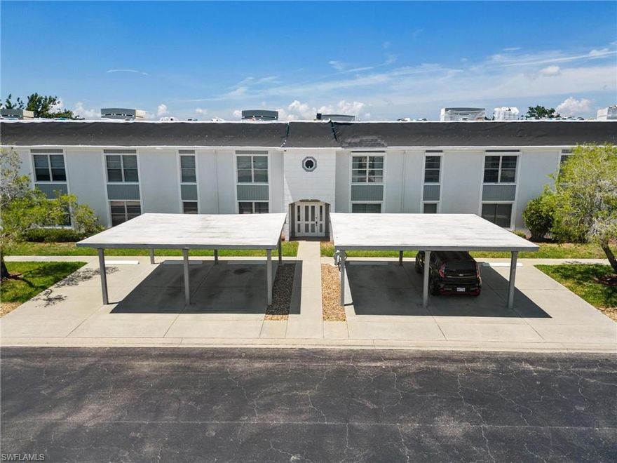 Welcome home! This beautifully remodeled and updated 2nd floor, 2bd/2bath condo offers the perfect opportunity to enjoy serene living in an active 55+ community. The kitchen has been completely renovated with granite counter tops and stainless steel appliances, plus tile throughout the entire home for a modern look. Master bedroom includes an on-suite. Washer/Dryer in unit. Enjoy unwinding after a long day on your enclosed lanai that now functions as a luxurious Florida room with air conditioning, large impact sliding doors and North Westerly views of the water - ideal for watching stunning sunsets every evening. The Myer Lee Gardens community provides plenty of amenities to keep you entertained including outdoor pool, gym, pickle-ball court, tennis courts and shuffleboard. Plus take advantage of budget friendly golf experiences at Myer Lee Country Club golf course – pay only when you play! All furnishings are negotiable. Start making memories today - don't miss out on this amazing opportunity!