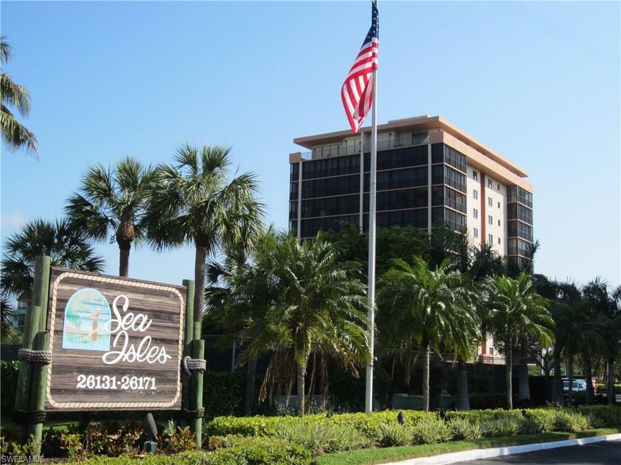 Enjoy the panoramic view of the Gulf of Mexico in the sought after Back Bay community of Sea Isles. This 2 bedroom, 2 bath unit offers beautiful Gulf views from living/dining room, balcony and master bedroom. Sea Isles offers great amenities including resident parking, a beautiful pool, community clubhouse and tennis and shuffleboard courts. Deeded beach access is just across the street. Boat slips may be purchased separately when available. Under building parking is included with the unit.