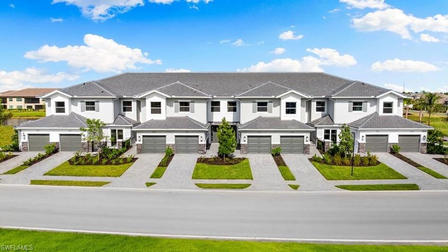 What's Special: Water View | Gourmet Kitchen | Fireplace | Large Kitchen Island | Pond View. New Construction - Ready Now! Built by America's Most Trusted Home Builder. Welcome to the Romano at 15336 Giardino Drive Unit 204 in Esplanade by the Islands Coach Homes! This charming second-floor coach home welcomes you with a bright and thoughtful layout. From the entry or one-car garage head upstairs to the main living area where the designer kitchen features upgraded shaker cabinets, quartz countertops, and a spacious center island overlooking the gathering room with a cozy fireplace and the outdoor lanai. You’ll also enjoy upgraded porcelain tile floors throughout main living area and whole house impact windows. A separate dining room and a dedicated study area add even more flexibility to the open-concept design. The revitalizing primary suite includes an en-suite bath and a large walk-in closet, while two secondary bedrooms, one having its own en-suite bath, an additional full bath, and a convenient laundry room complete this beautiful home. Additional Highlights Include: Cafe appliance package, washer and dryer, refrigerator, whole house blinds, cabinets at kitchen island, and oak treads and painted risers. Photos are for representative purposes only. MLS#226010961 - Esplanade by the Islands Coach Homes offers an unparalleled lifestyle with resort-style amenities and wellness programs to inspire and invigorate. Whether you’re seeking active adventures or peaceful retreats, this community delivers luxury and sophistication at every turn. Swim laps or lounge by the resort-style pool, sip a refreshing drink at the Bahama Bar, or recharge at the state-of-the-art wellness center. Stay energized with tennis, pickleball, and bocce courts, or indulge in unique experiences like wine tastings, cooking classes, and live concerts. The culinary center provides both fine and casual dining, along with opportunities to hone your cooking skills. From relaxing spa events to exciting excursions, Esplanade by the Islands makes every day a celebration of vibrant, carefree living.