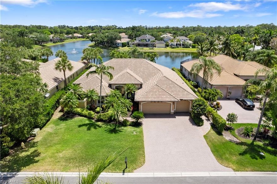 Experience your own piece of paradise in the sought-after Wilshire Lakes community of North Naples! Nestled on nearly a third of an acre, this property offers a feeling of tranquility with stunning long lake views and ultimate privacy. Start each day inspired by the breathtaking sunrise over your private-feeling lake vista, and unwind in the evening with the enchanting reflection of the moonrise on the water. Your outdoor retreat boasts a newer saltwater pool and spa, an outdoor shower and ample outdoor living  space. This impeccably designed home features 3 well-appointed split bedrooms plus a den/office and boasts custom touches throughout. From the soaring 12-foot tray and coffered ceilings to the stylish built-in cabinetry and wet bar, every detail exudes attention to detail. Crown molding, new appliances, LED recessed lighting, and fresh carpet enhance the ambiance, while a newer roof and interior paint ensure pristine condition. Embrace the Florida lifestyle indoors and out with sliders that pocket open, inviting refreshing breezes and natural light to fill your home and spirit. Don’t miss this opportunity to own a meticulously maintained property and elevate your living experience to unparalleled luxury.