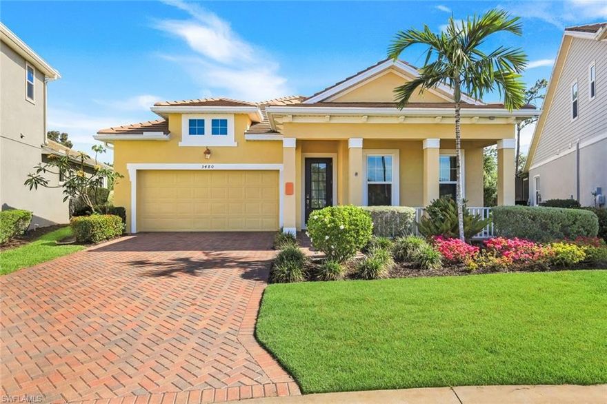 The book says, "Buy the least expensive home in the best neighborhood". Don’t miss your chance. First time being offered by its original owner. Welcome to 3480 Pilot Circle, an exceptional West Indies-inspired residence located in the private, gated community of Compass Landing in highly desirable North Naples. This like-new, single-family home blends modern craftsmanship, thoughtful upgrades, and timeless architectural design to create a truly standout living experience, featuring Mattamy Homes’ most successful Banyan floor plan with the ease and convenience of single-story living.
From the moment you enter, soaring vaulted ceilings, oversized doors, and abundant natural light set the tone for a bright, open, and inviting interior. The thoughtfully designed floor plan offers a seamless flow between living spaces, emphasizing both comfort and functionality. The open-concept layout is ideal for everyday living and entertaining alike, with a distinct separation between the main living areas and guest bedrooms to ensure privacy for family and visitors.
At the heart of the home, the chef’s kitchen impresses with a large center island, stainless steel appliances, sleek cabinetry, and generous storage, perfectly suited for casual meals or hosting gatherings. The spacious living and dining areas extend effortlessly, creating a cohesive space that feels both expansive and welcoming.
Step outside to enjoy a rare, oversized backyard with additional green space, ideal for pets, play, or simply relaxing, set against a peaceful and private preserve backdrop.
Compass Landing is known for its warm, community-oriented atmosphere and resort-style amenities, including a 2,600 square foot clubhouse, pool and spa, fitness center, shaded playground, and a full calendar of social activities. Residents also enjoy being just moments from Founders Square, offering a vibrant mix of restaurants, coffee shops, wellness services, Ace Hardware, and everyday conveniences, all easily accessible by car, bike, or golf cart.
Perfectly positioned near I-75, Mercato, Waterside Shops, and the white sandy Gulf beaches, this home offers unmatched convenience. Zoned for top-rated Collier County “A” schools, including Gulf Coast High School, Oakridge Middle, and Bear Creek Elementary, the location is as desirable as the home itself.
Modern, move-in ready, and effortlessly stylish, this property delivers the ultimate blend of luxury, comfort, and North Naples lifestyle. Don’t miss this exceptional opportunity to experience the very best of Southwest Florida living.